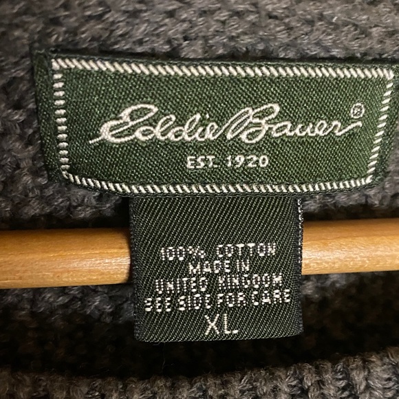 Eddie Bauer Men's Gray crewneck Sweater size XL made in United Kingdom cotton - Picture 2 of 3